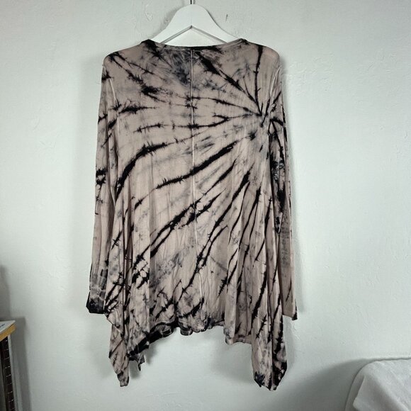 Neiman Marcus Womens Tie-Dye Long Sleeve Asymmetrical Tunic Top Medium Stretch - Picture 2 of 7